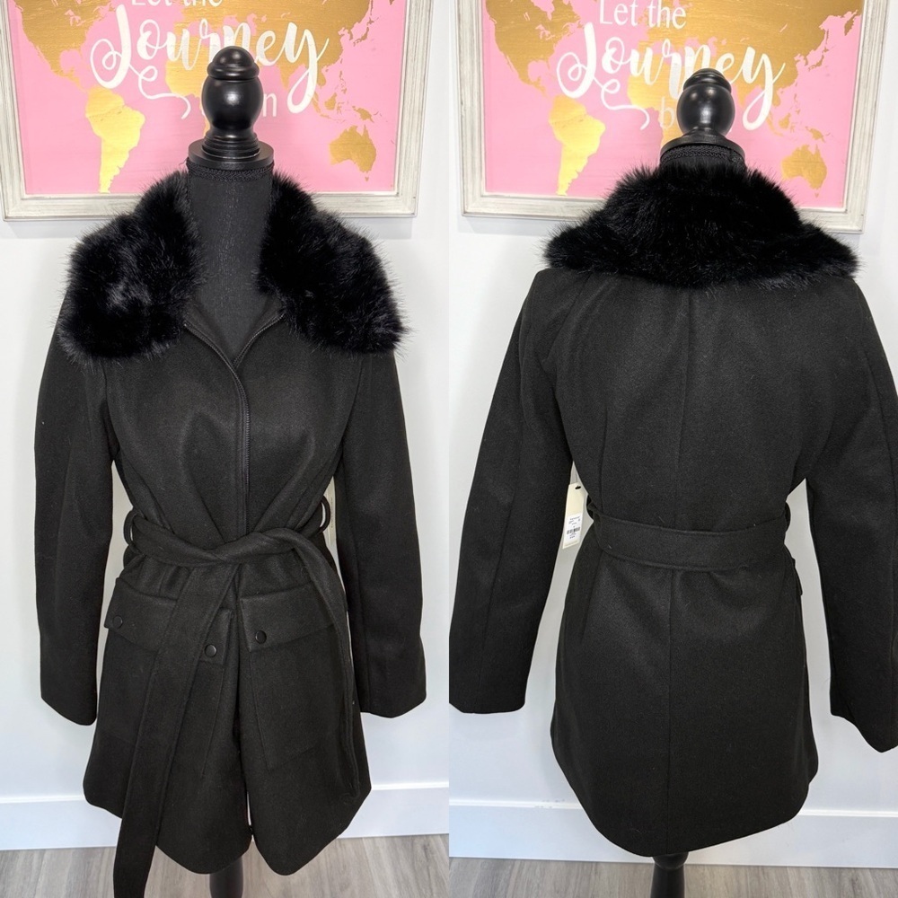 Francesca’s Black Faux Fur Women's Coat